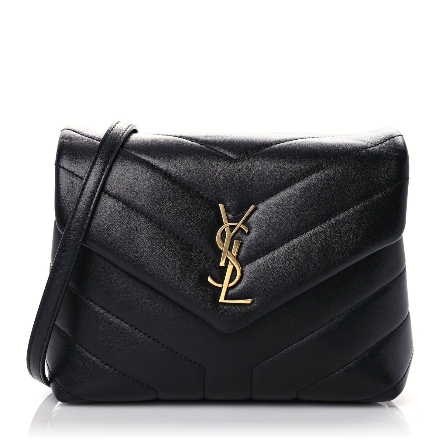 Calfskin Y Quilted Monogram Toy Loulou Crossbody Bag Black