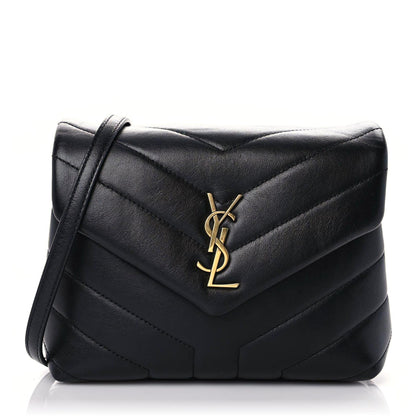 Saint Laurent Calfskin Y Quilted Monogram Toy Loulou Crossbody Bag Black 1 of 13