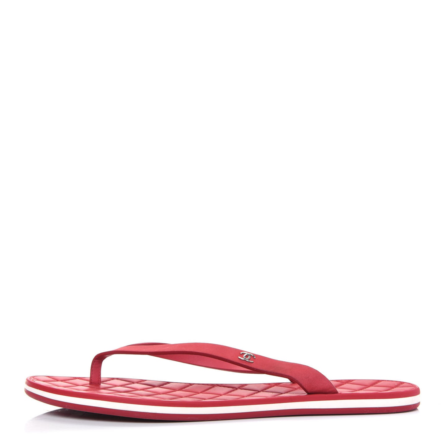 Suede Calfskin Rubber Thong Sandals 38 Red