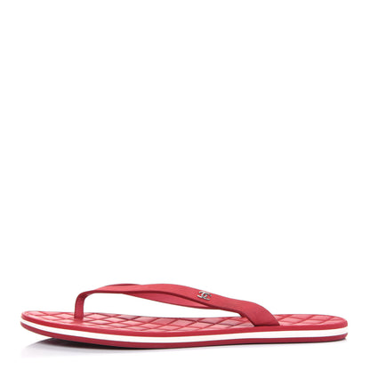 Chanel Suede Calfskin Rubber Thong Sandals 38 Red 1 of 12