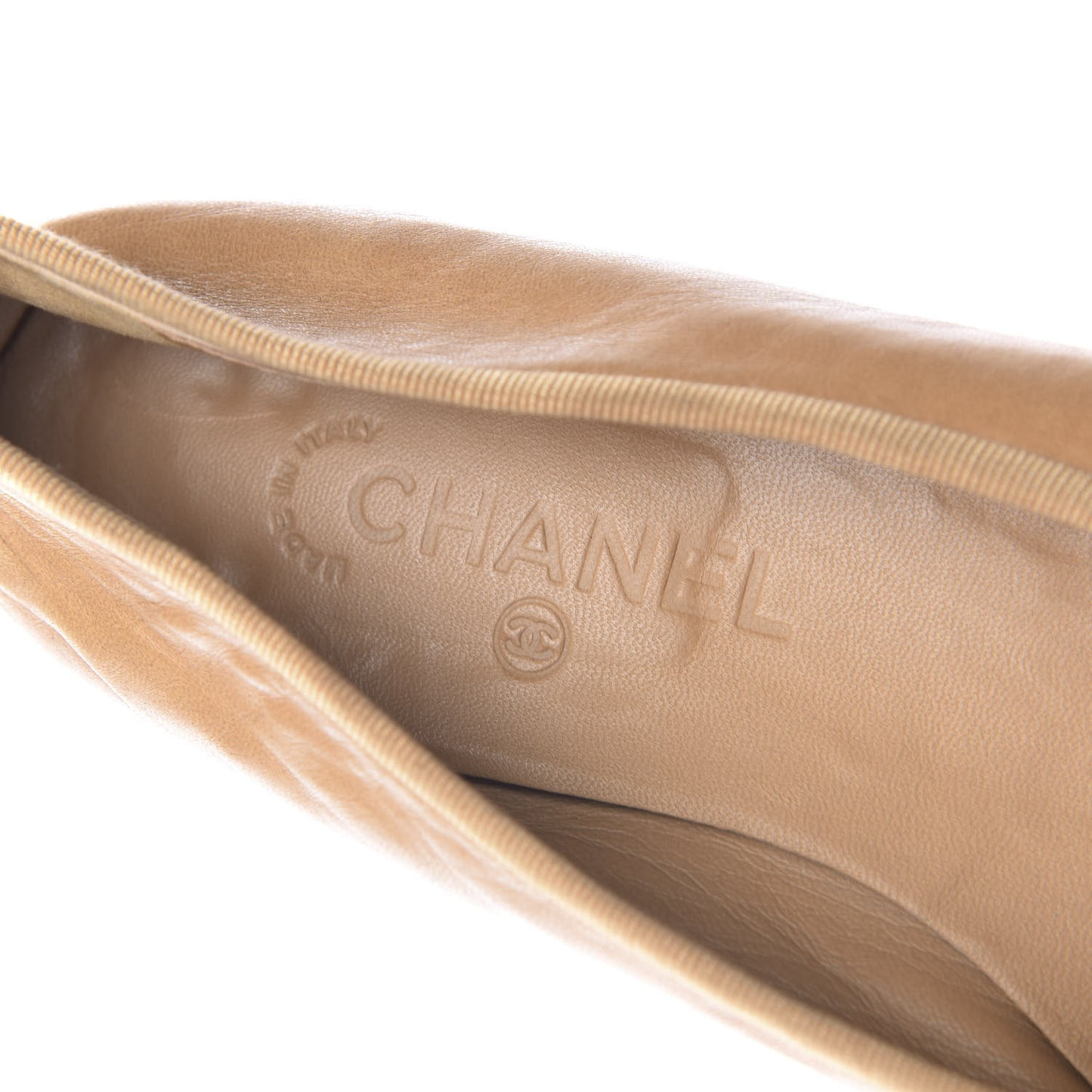 Lambskin Cap Toe CC Ballerina Flats 40 Beige