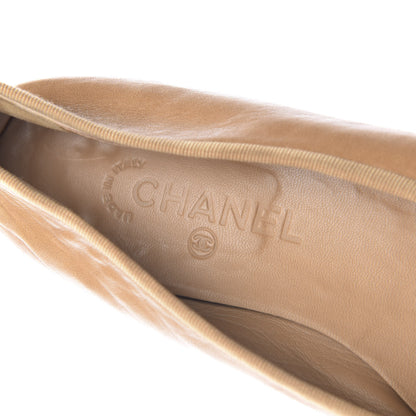 Chanel Lambskin Cap Toe CC Ballerina Flats 40 Beige 8 of 11