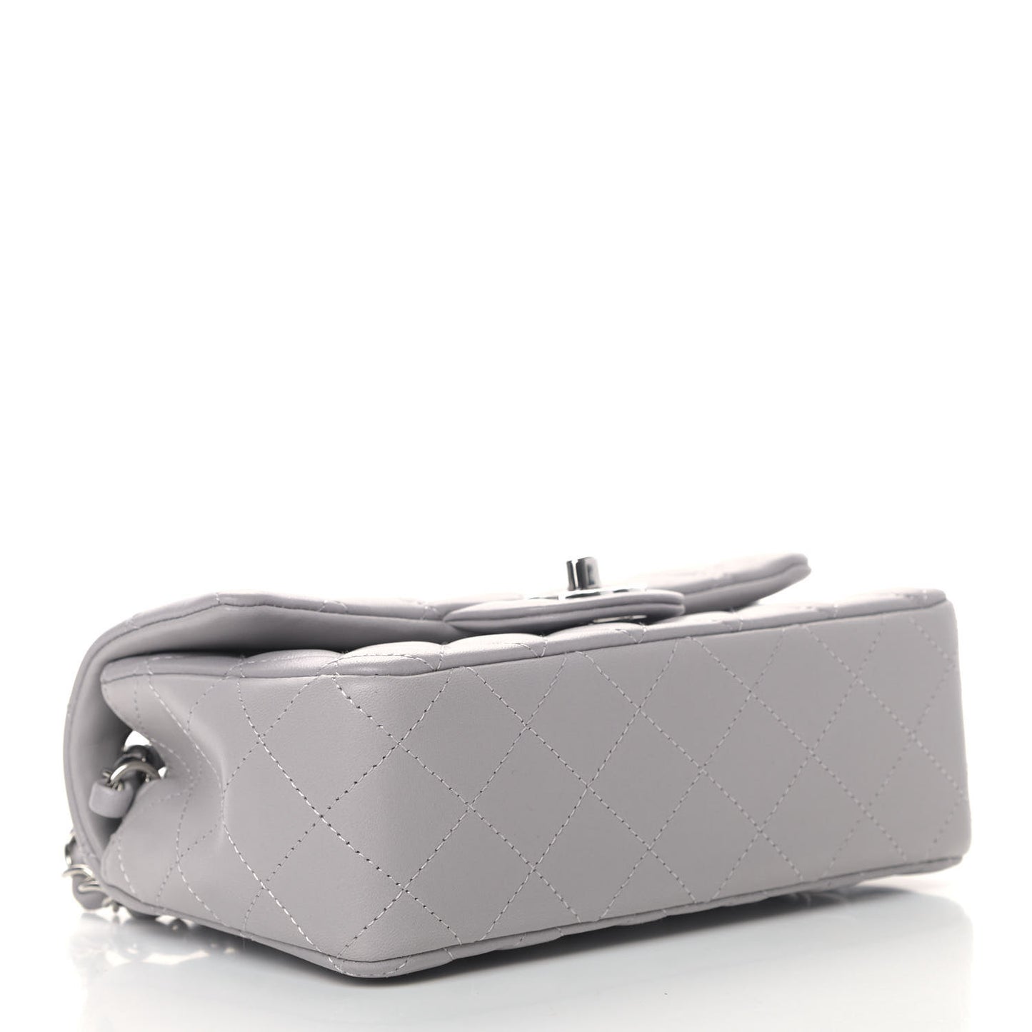 Lambskin Quilted Mini Rectangular Flap Grey