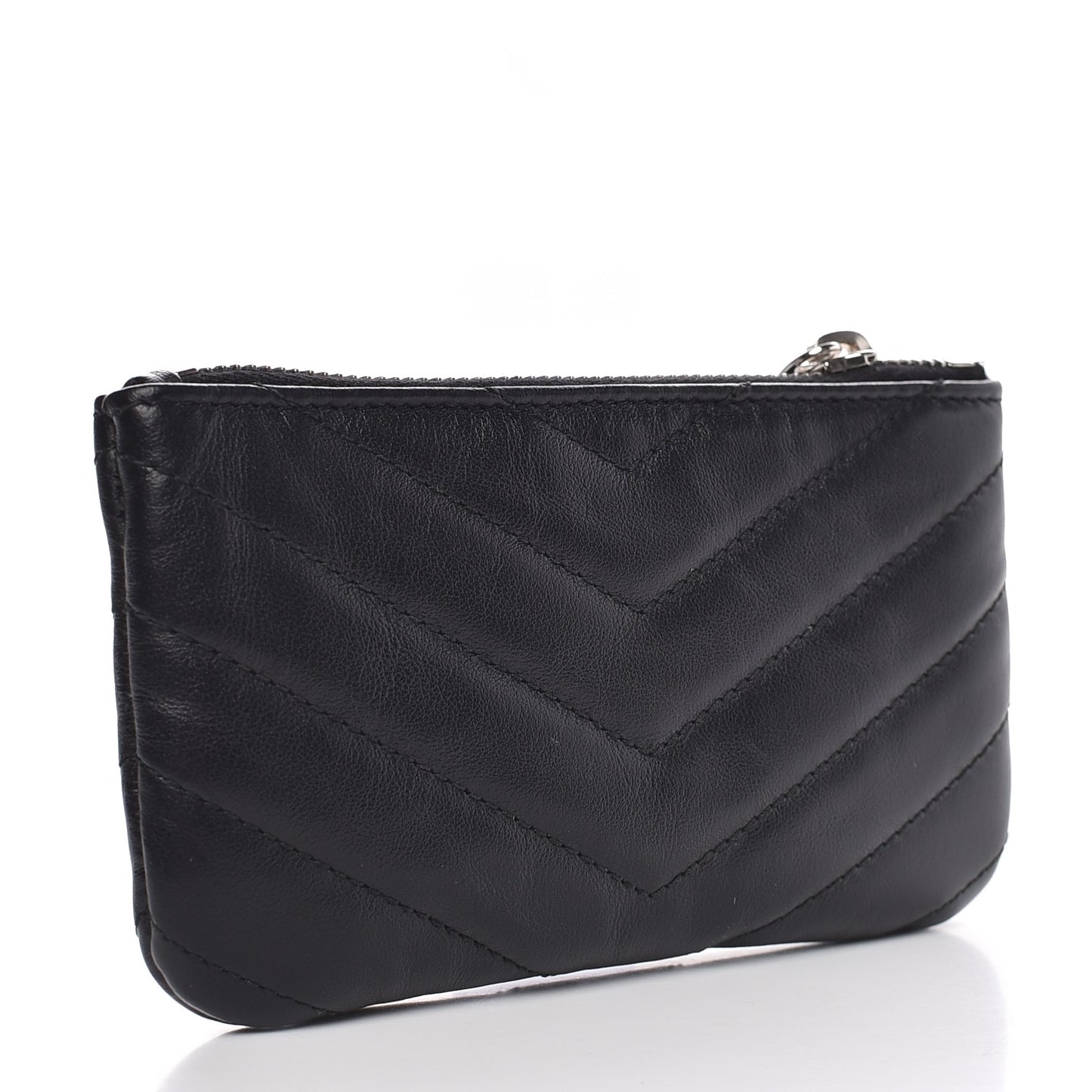 Calfskin Matelasse Monogram Key Pouch Black