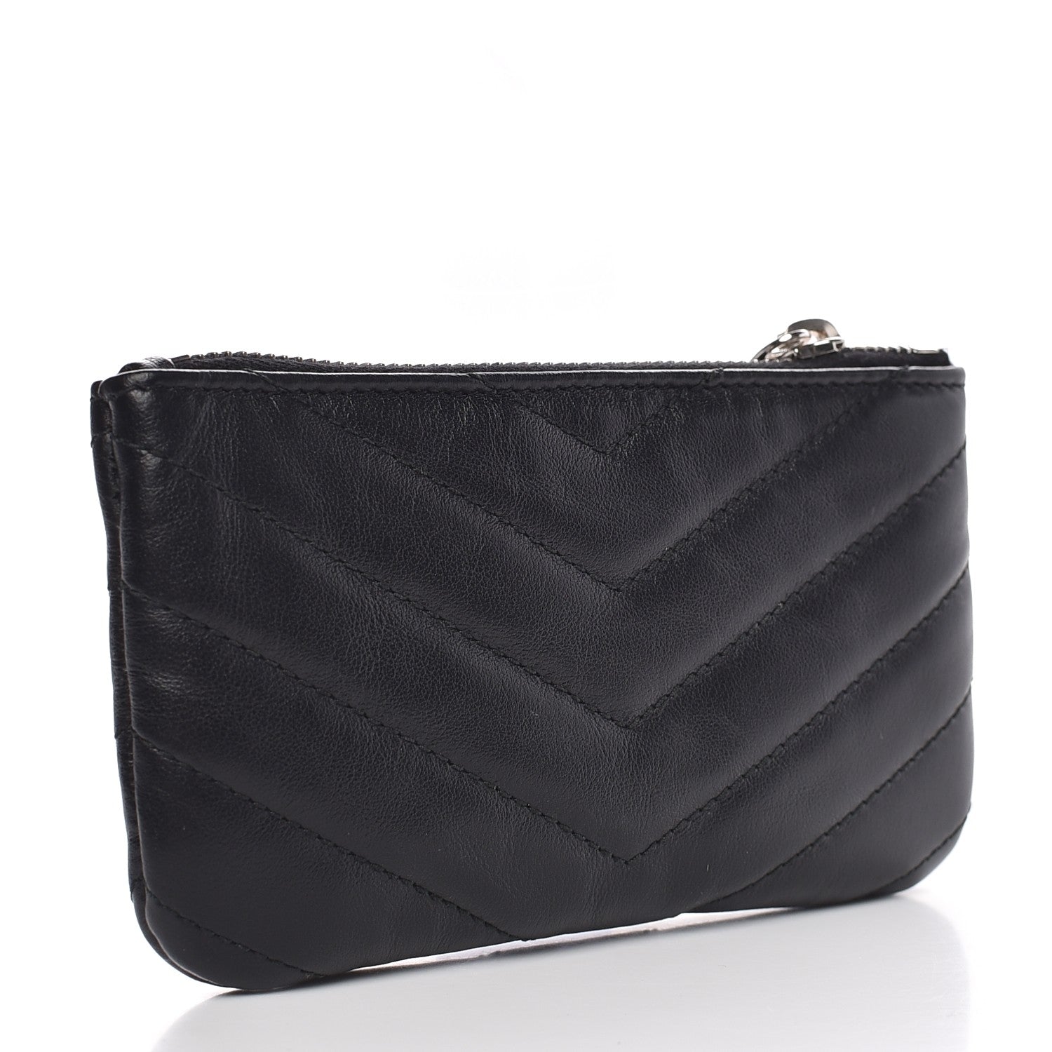 Saint Laurent Calfskin Matelasse Monogram Key Pouch Black 4 of 8