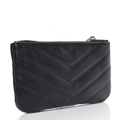 Saint Laurent Calfskin Matelasse Monogram Key Pouch Black 4 of 8