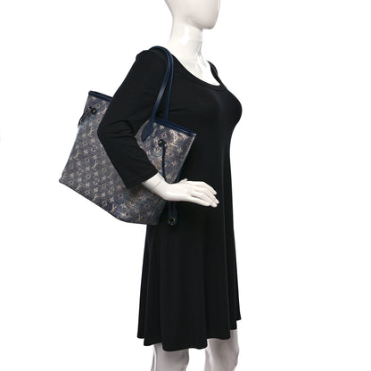 Louis Vuitton Monoglam Neverfull MM Blue 2 of 8