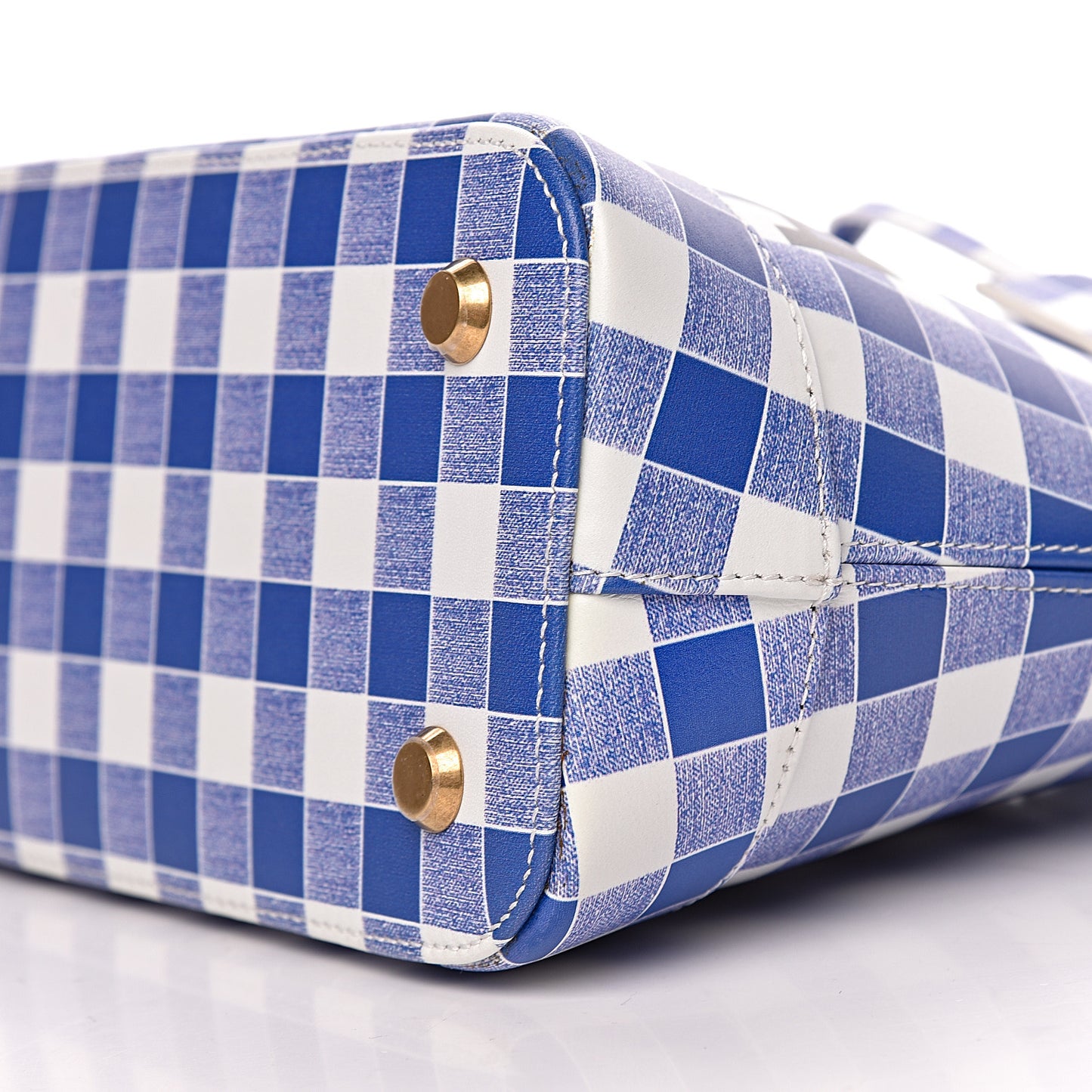 Calfskin Checked S Ville Top Handle Bag Bleu