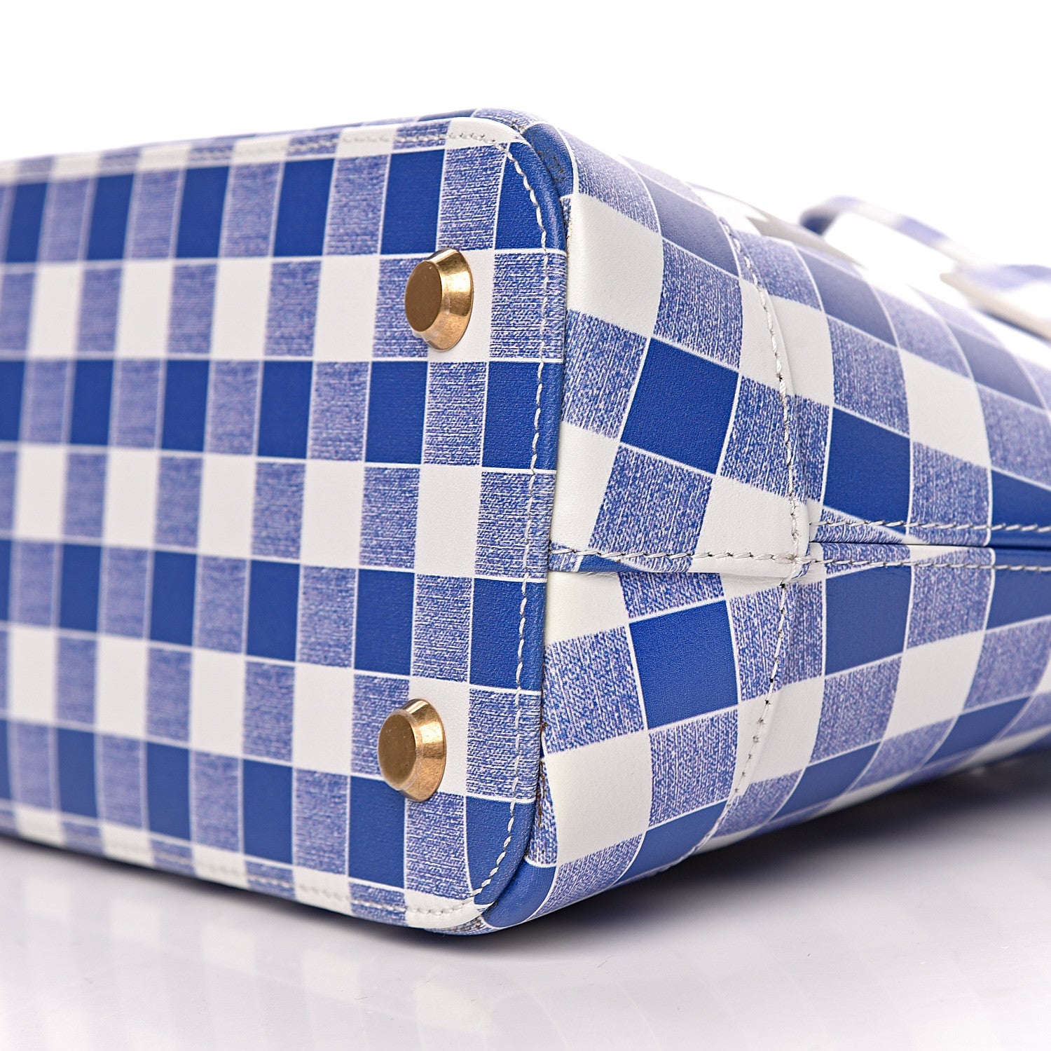Balenciaga Calfskin Checked S Ville Top Handle Bag Bleu 9 of 9