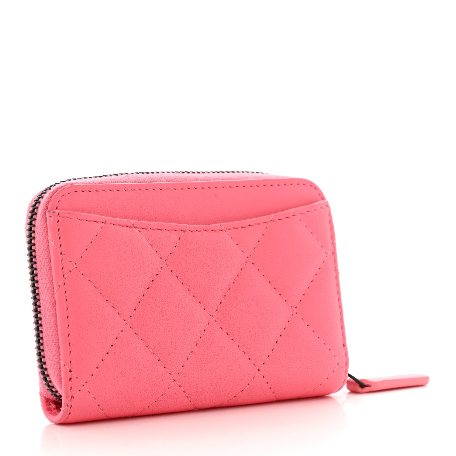 Chanel Lambskin Quilted Zip Around Coin Purse Pink 3 of 8