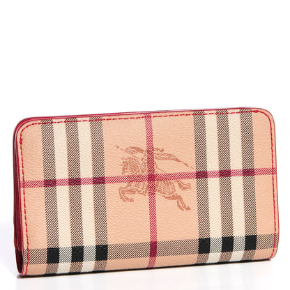 Burberry Haymarket Check Leather Continental Wallet Coral Red 3 of 9