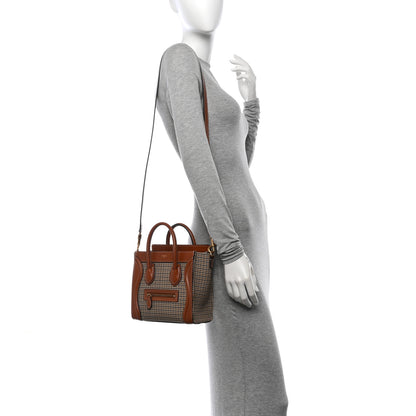 Celine Smooth Calfskin Houndstooth Nano Luggage Tan 2 of 14