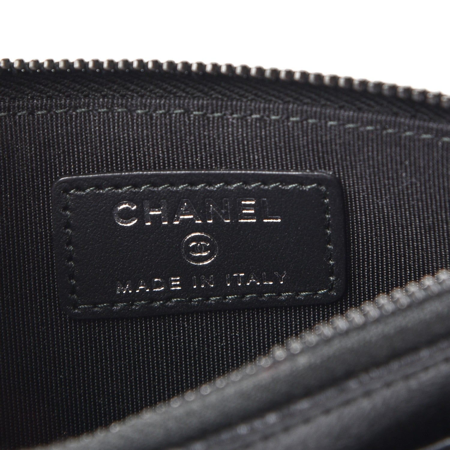 Chanel Crinkled Calfskin Quilted Classic Zip Pouch So Black 6 of 7