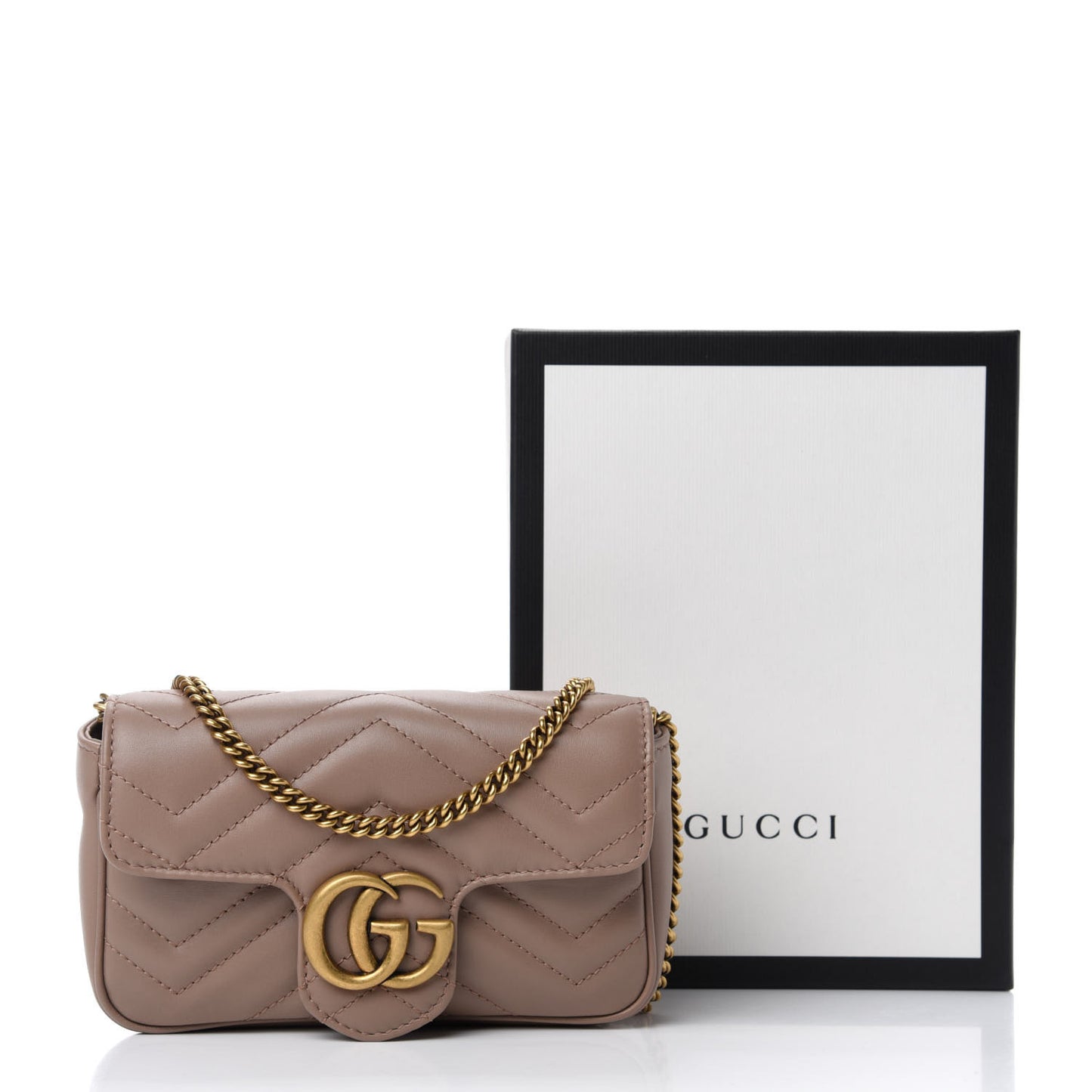 Calfskin Matelasse Super Mini GG Marmont Shoulder Bag Porcelain Rose