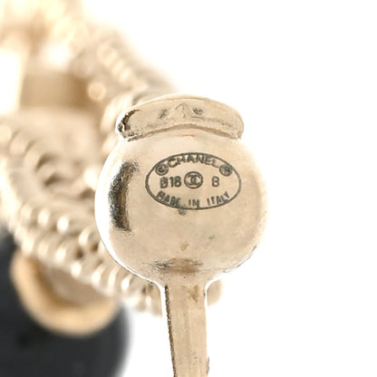 Chanel CC Pearl N°5 Perfume Bottle Charm Drop Earrings Gold Black 4 of 5