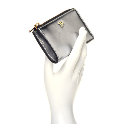 Tom Ford Metallic Calfskin Key Pouch Silver 2 of 7
