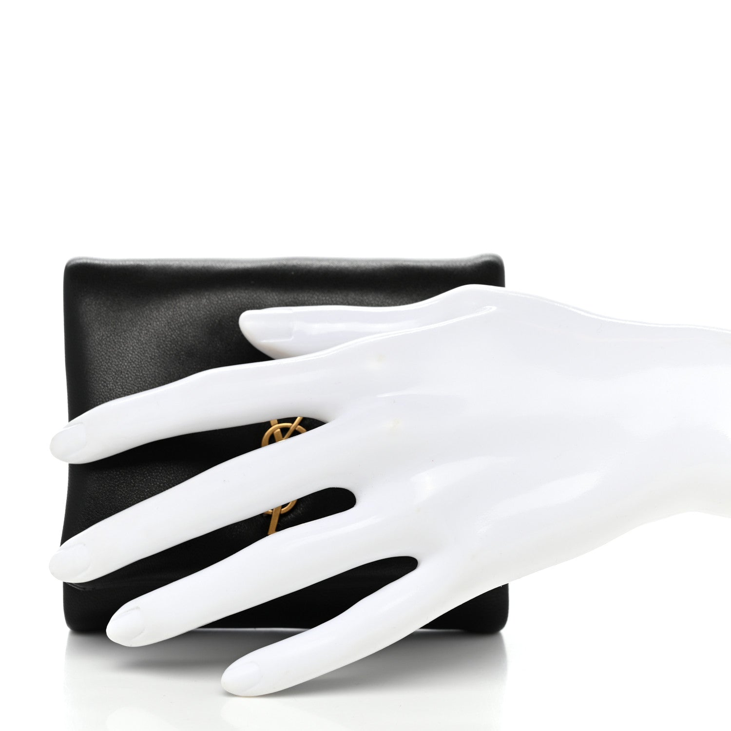 Saint Laurent Lambskin Calypso Compact Wallet Black 2 of 8