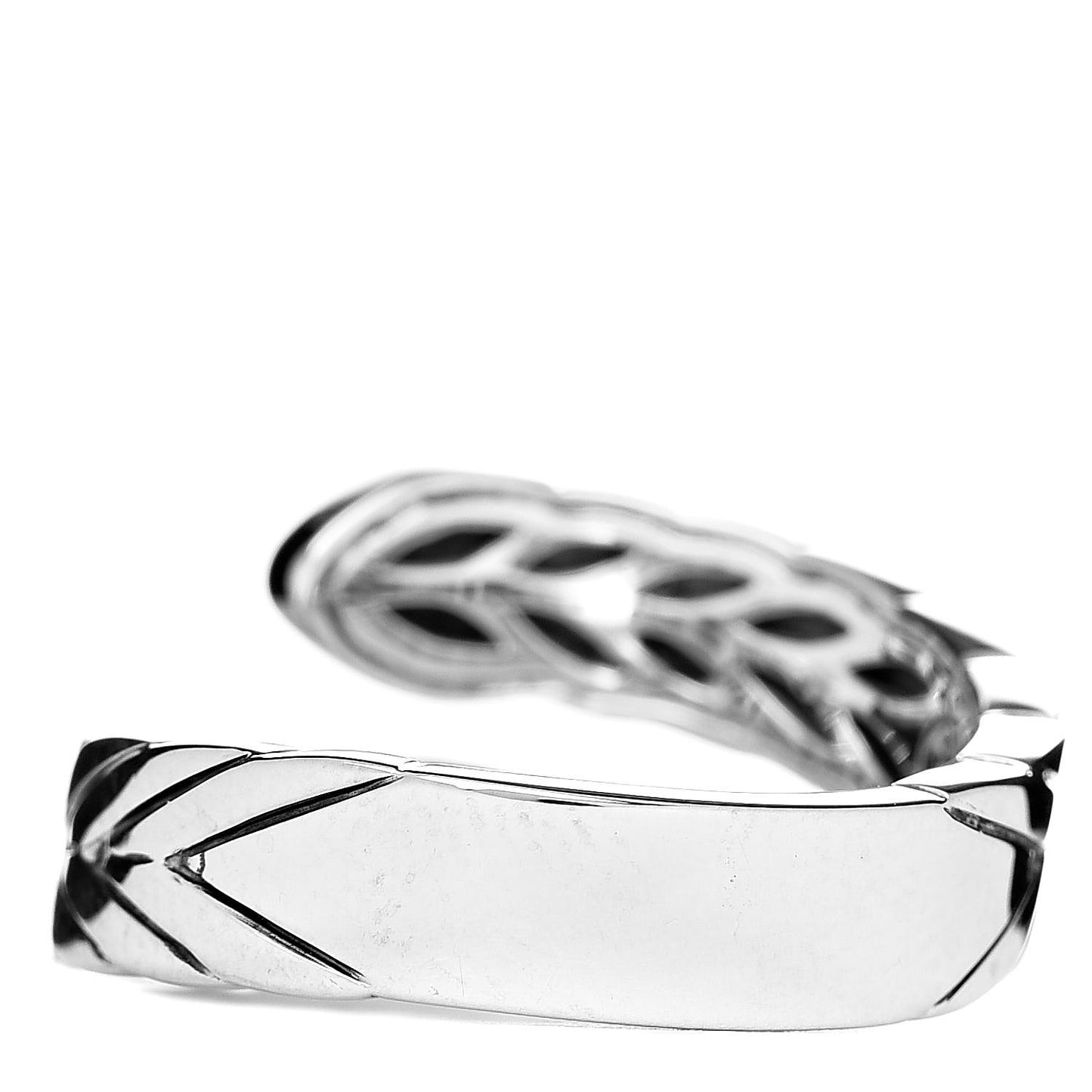 Sterling Silver Black Spinel Modern Chain Bypass Ring 58 8.25