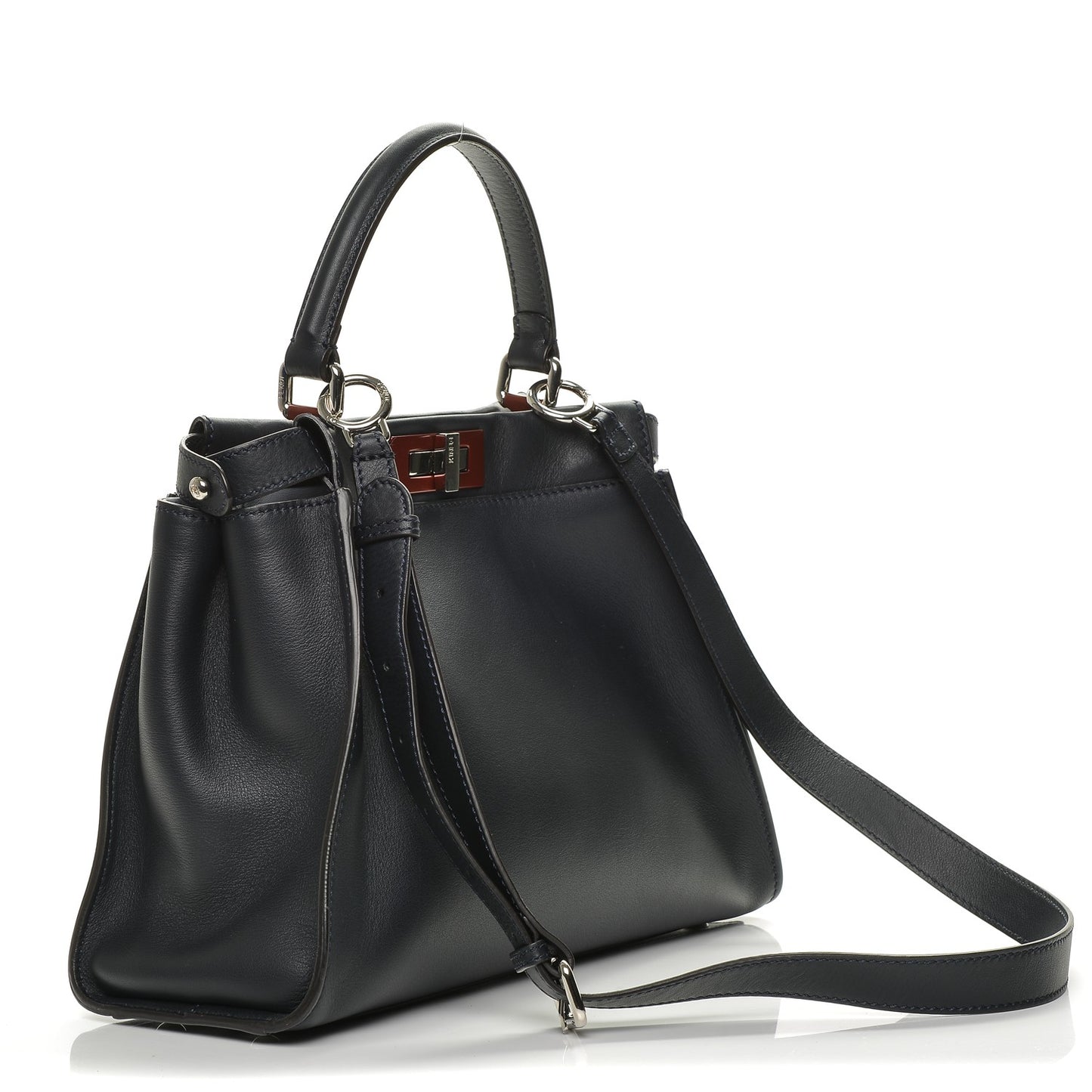 Vitello Seta Shiny Nappa Medium Peekaboo Iconic Satchel Blue Notte Ardesia