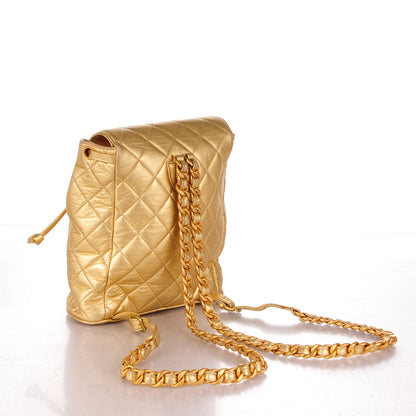 Chanel Lambskin Quilted Backpack Gold 3 of 8