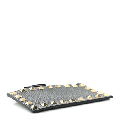 Valentino Garavani Pebbled Calfskin Rockstud Coin Case Card Holder Black 4 of 9