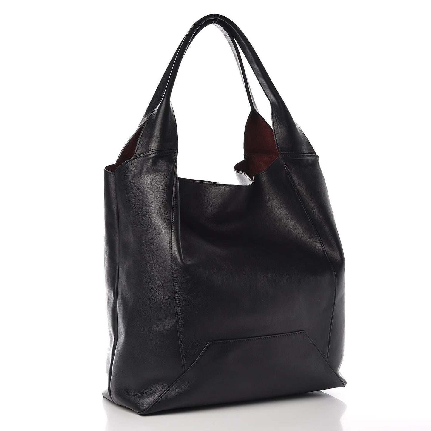 Shiny Smooth Calfskin Large Hobo Black