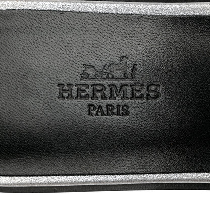 Hermes Velvet Goatskin Crystal Beads Oran Sandals 37 Gris Argente 7 of 9