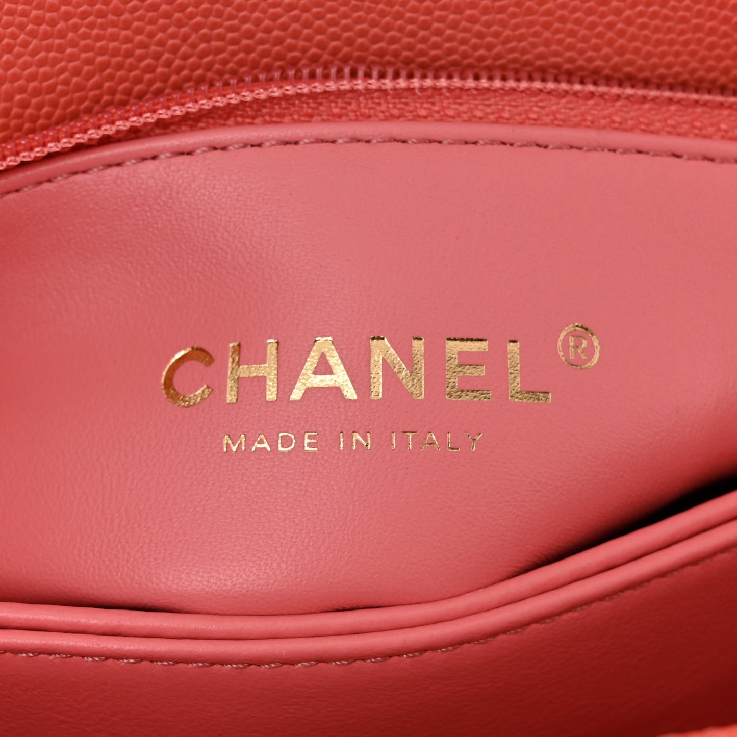 Caviar Quilted Mini Coco Handle Flap Coral