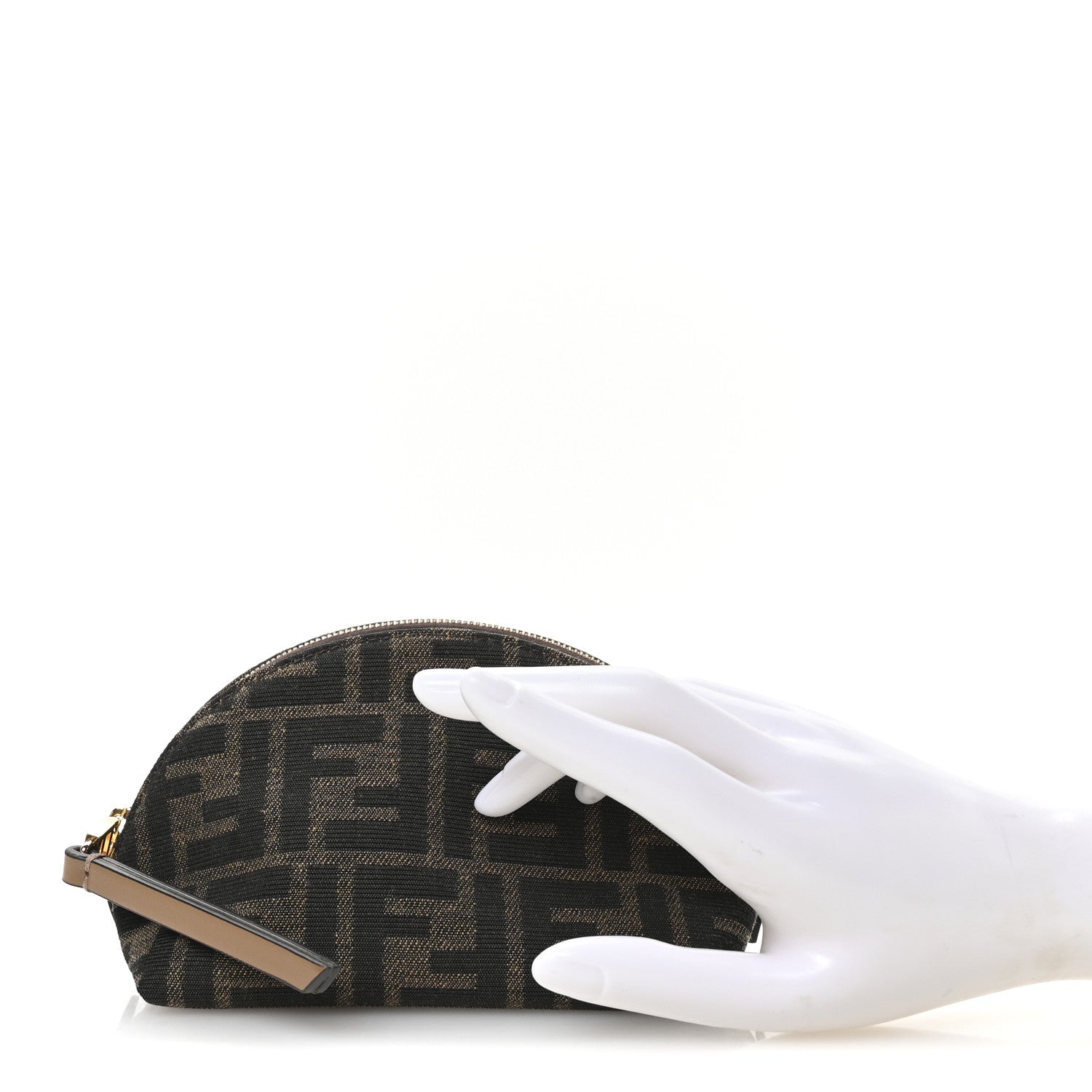 Fendi Fabric Jacquard FF 1974 Small Beauty Pouch Tobacco Moro Black 2 of 7
