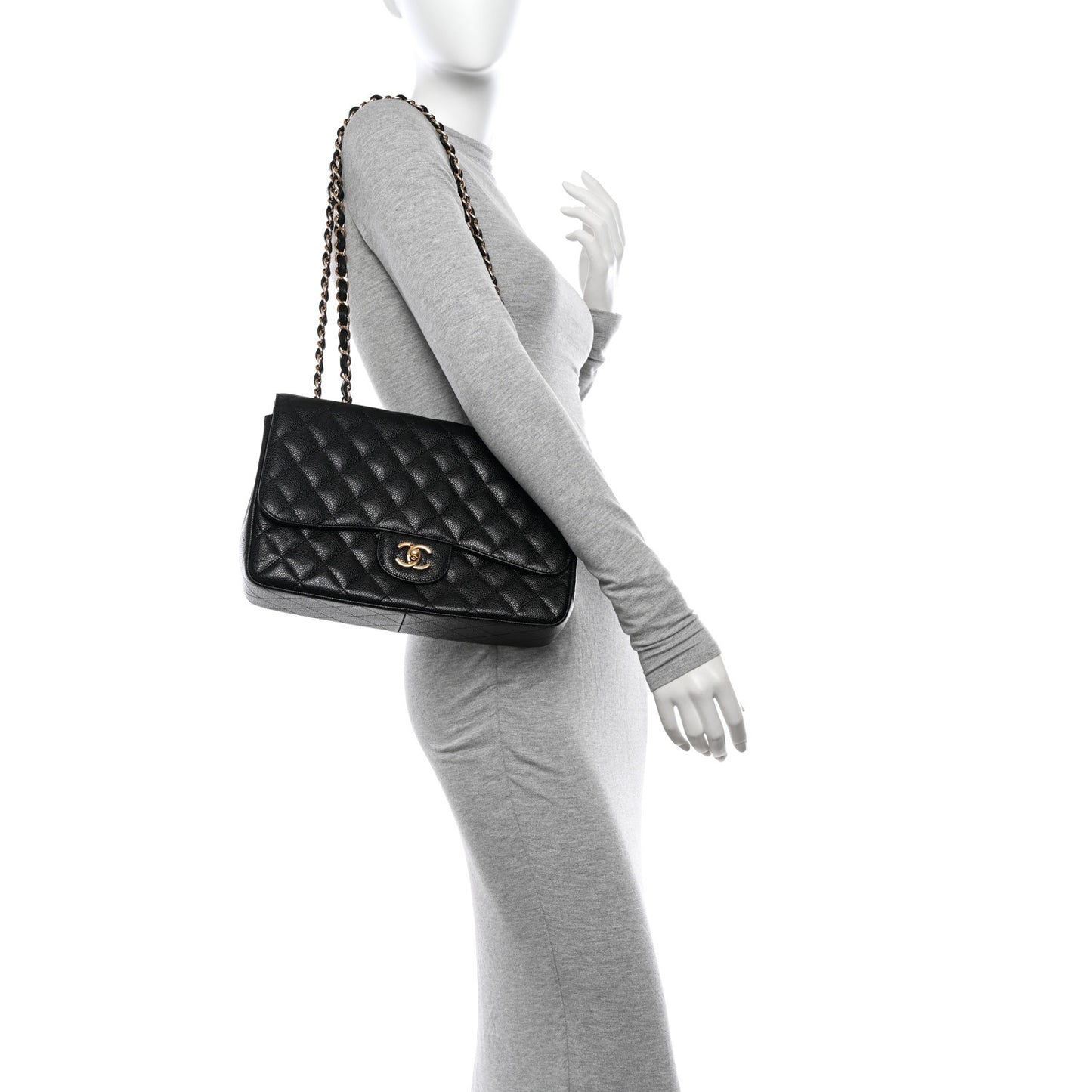 Caviar Quilted Jumbo Single Flap Black