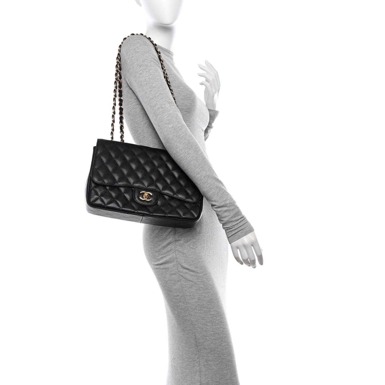 Chanel Caviar Quilted Jumbo Single Flap Black 2 of 11