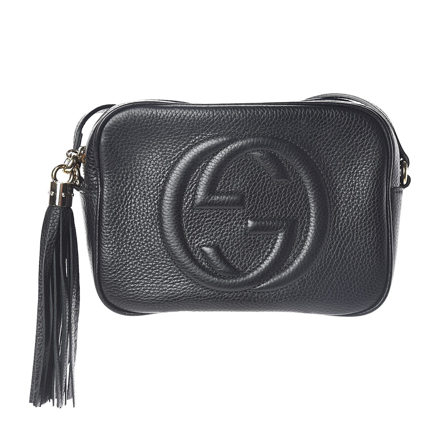 Pebbled Calfskin Small Soho Disco Bag Black