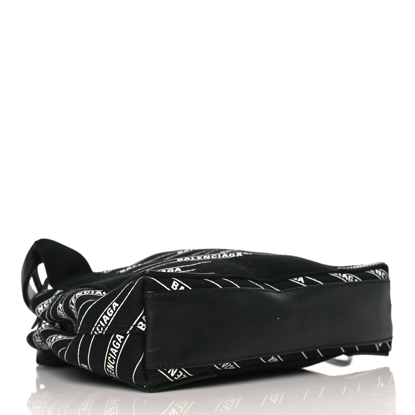Cotton Canvas Calfskin Logo Print Navy Cabas XS Black White