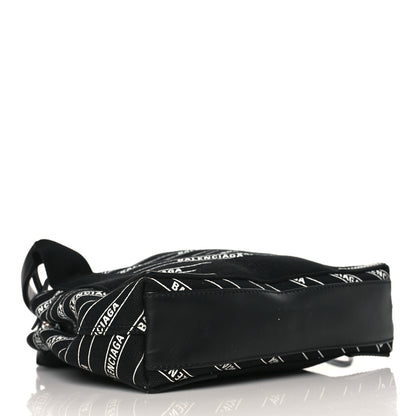 Balenciaga Cotton Canvas Calfskin Logo Print Navy Cabas XS Black White 4 of 9