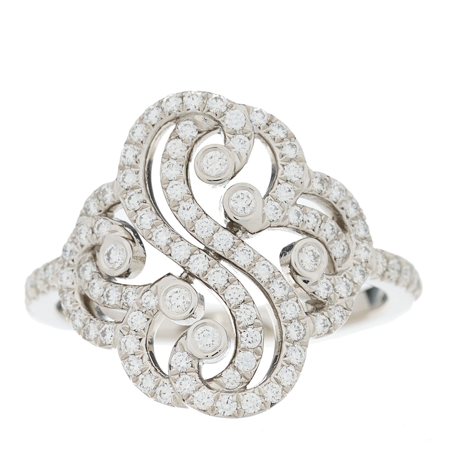 Tiffany Platinum Diamond Enchant Double Heart Ring 52 6 1 of 5