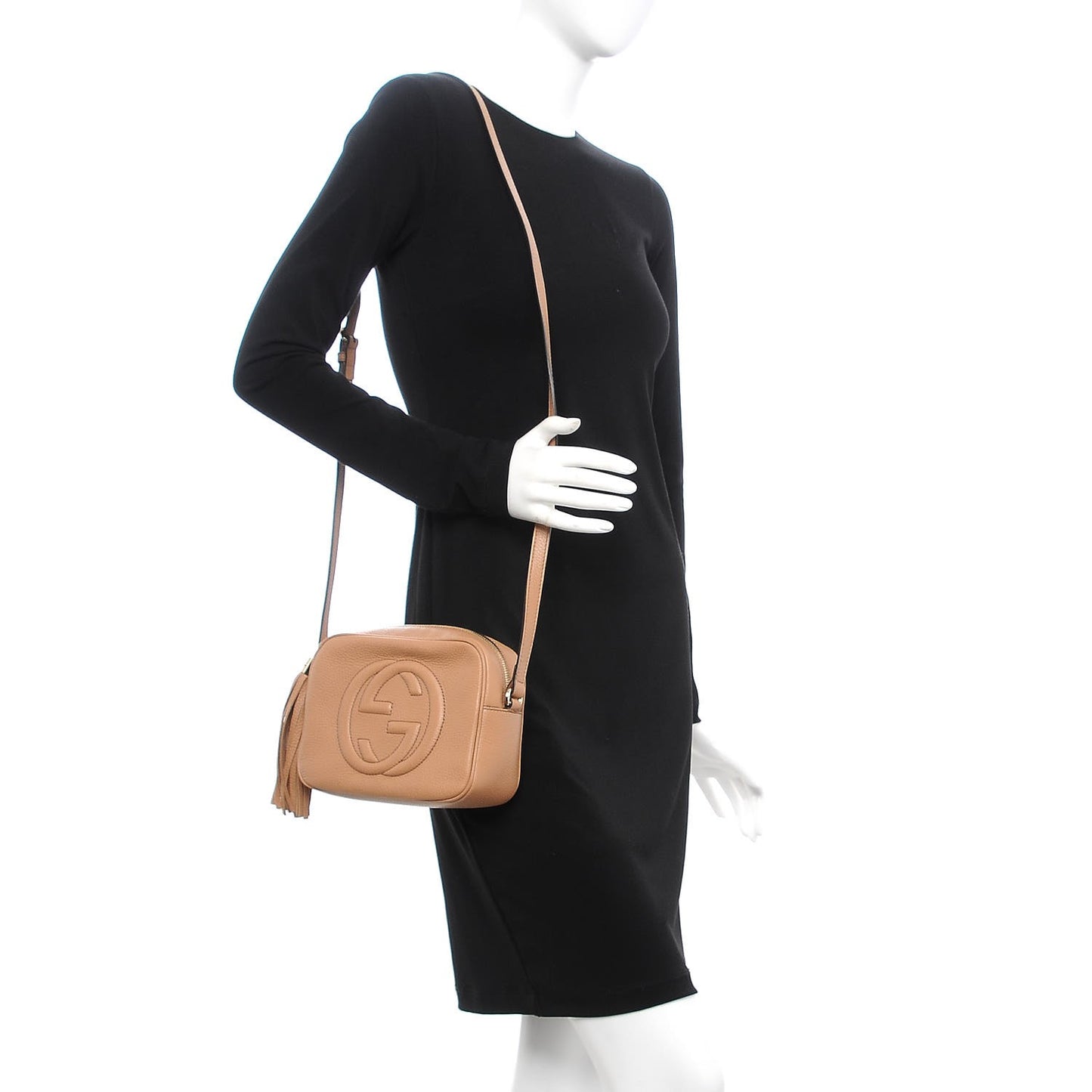 Pebbled Calfskin Small Soho Disco Bag Rose Beige