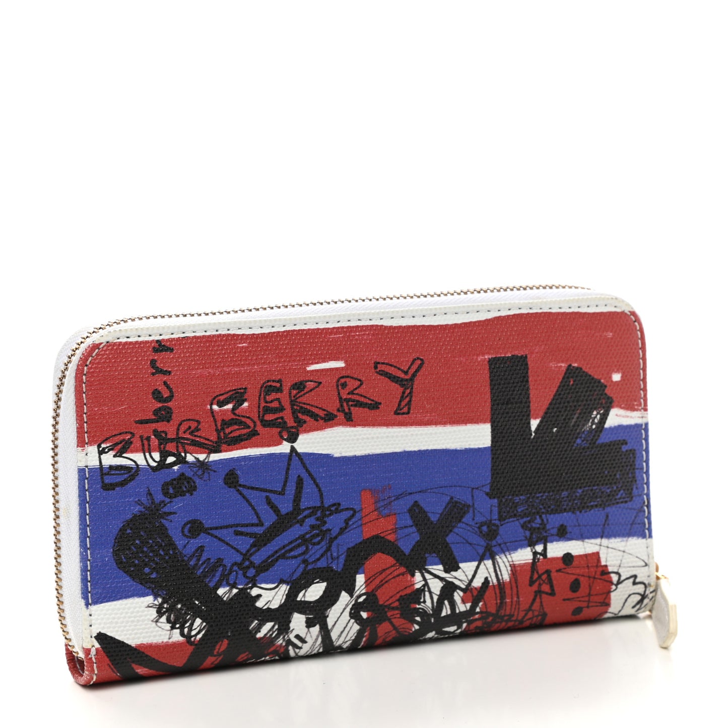 Calfskin Print Zip Around Wallet Multicolor White