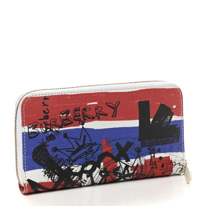 Burberry Calfskin Print Zip Around Wallet Multicolor White 3 of 7