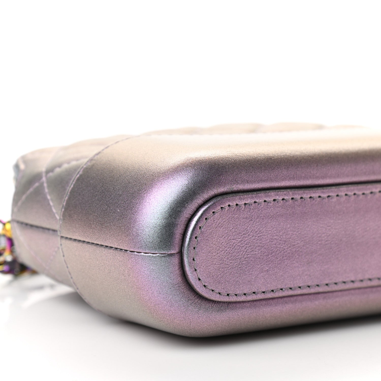 Chanel Iridescent Lambskin Calfskin Quilted Small Gabrielle Clutch With Chain Light Purple 10 of 11
