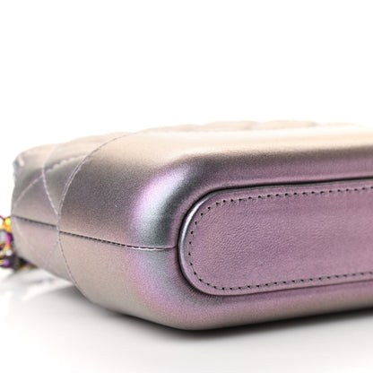 Chanel Iridescent Lambskin Calfskin Quilted Small Gabrielle Clutch With Chain Light Purple 10 of 11