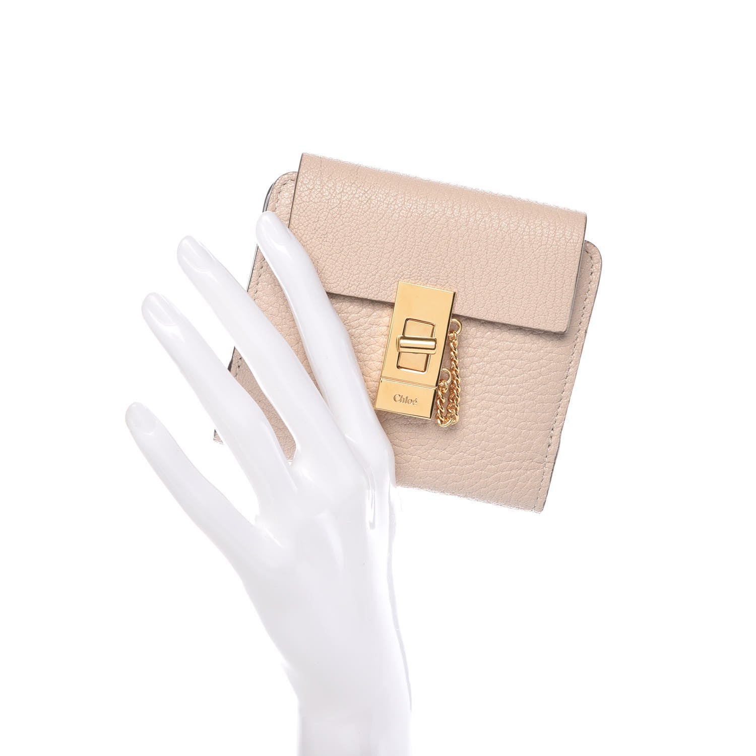 Chloe Grained Lambskin Drew Square Wallet Abstract White 2 of 9