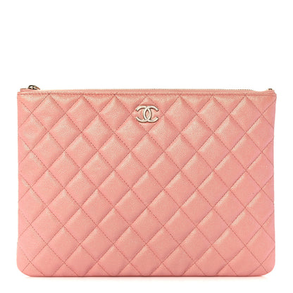 Chanel Iridescent Caviar Quilted Medium Cosmetic Case Rose Pink 1 of 9