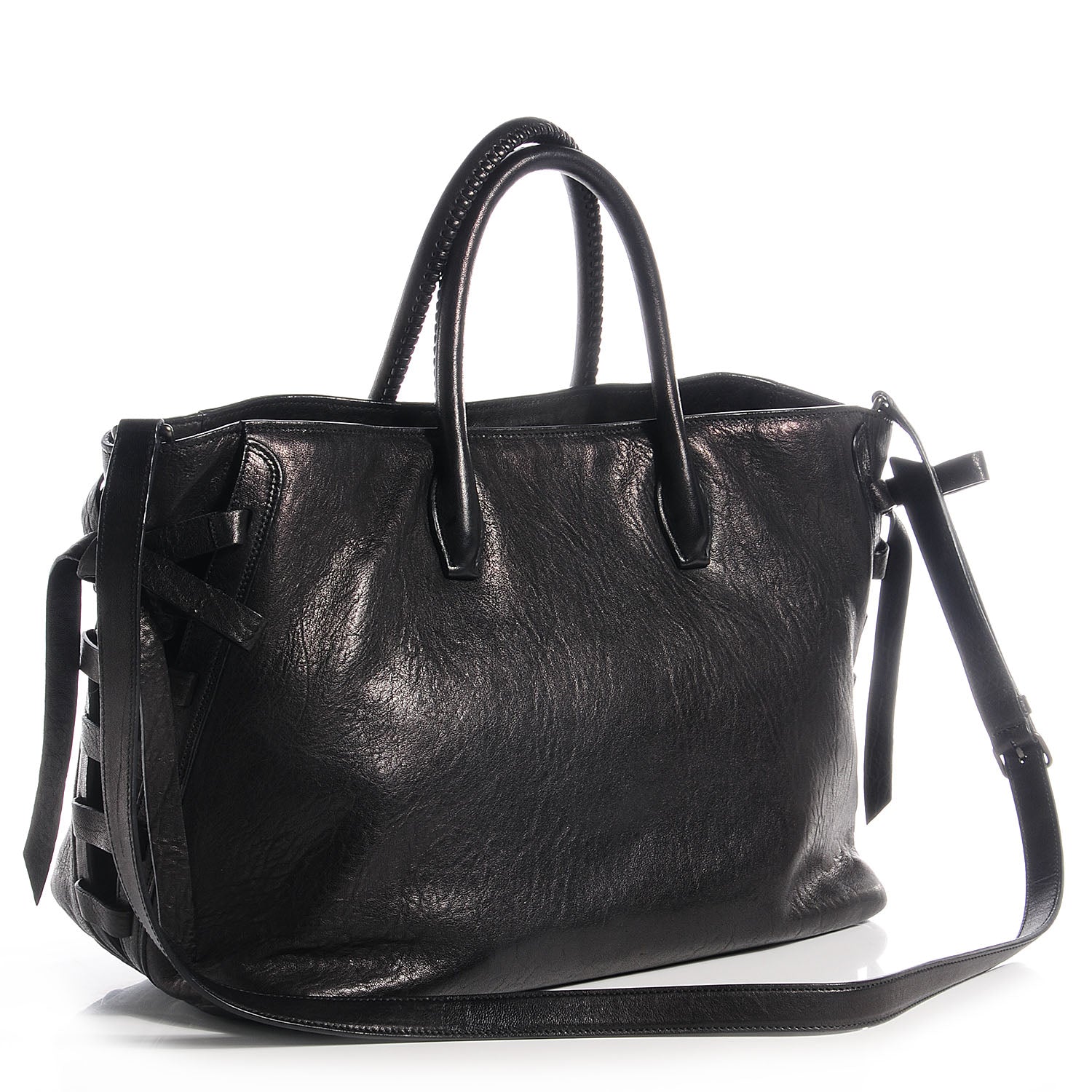 Miu Miu Nappa Monk Leather Bow Double Handle Satchel Nero Black 3 of 10