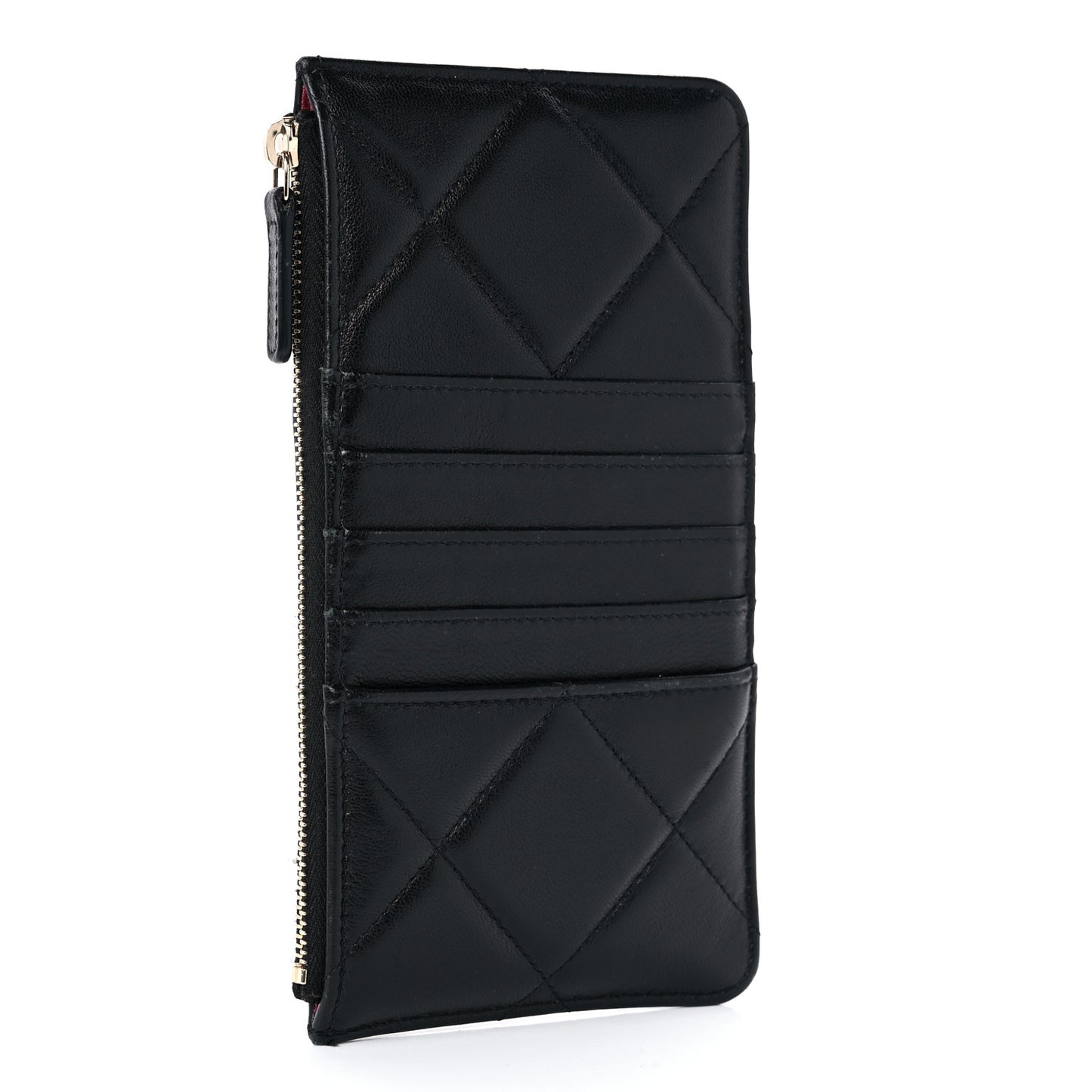 Goatskin Quilted Chanel 19 Phone and Card Holder Black