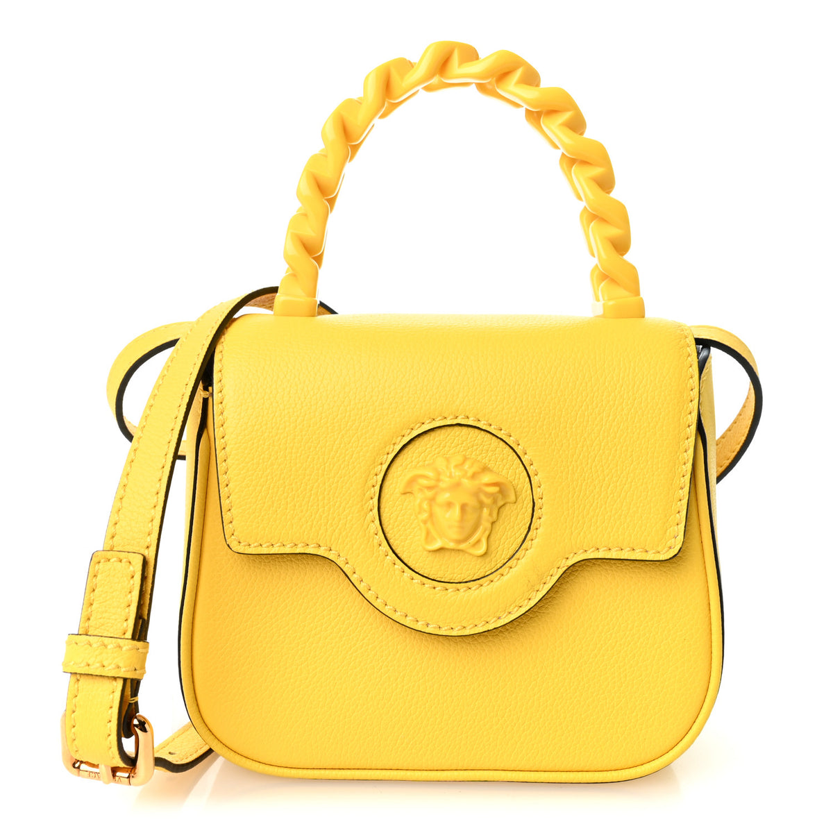 Versace Grained Calfskin Mini La Medusa Bag Yellow 1 of 9