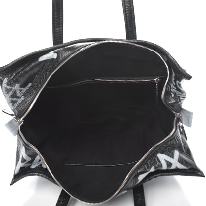 Balenciaga Agneau Arena Graffiti All Over Medium Bazar Shopper Tote Black White 5 of 9