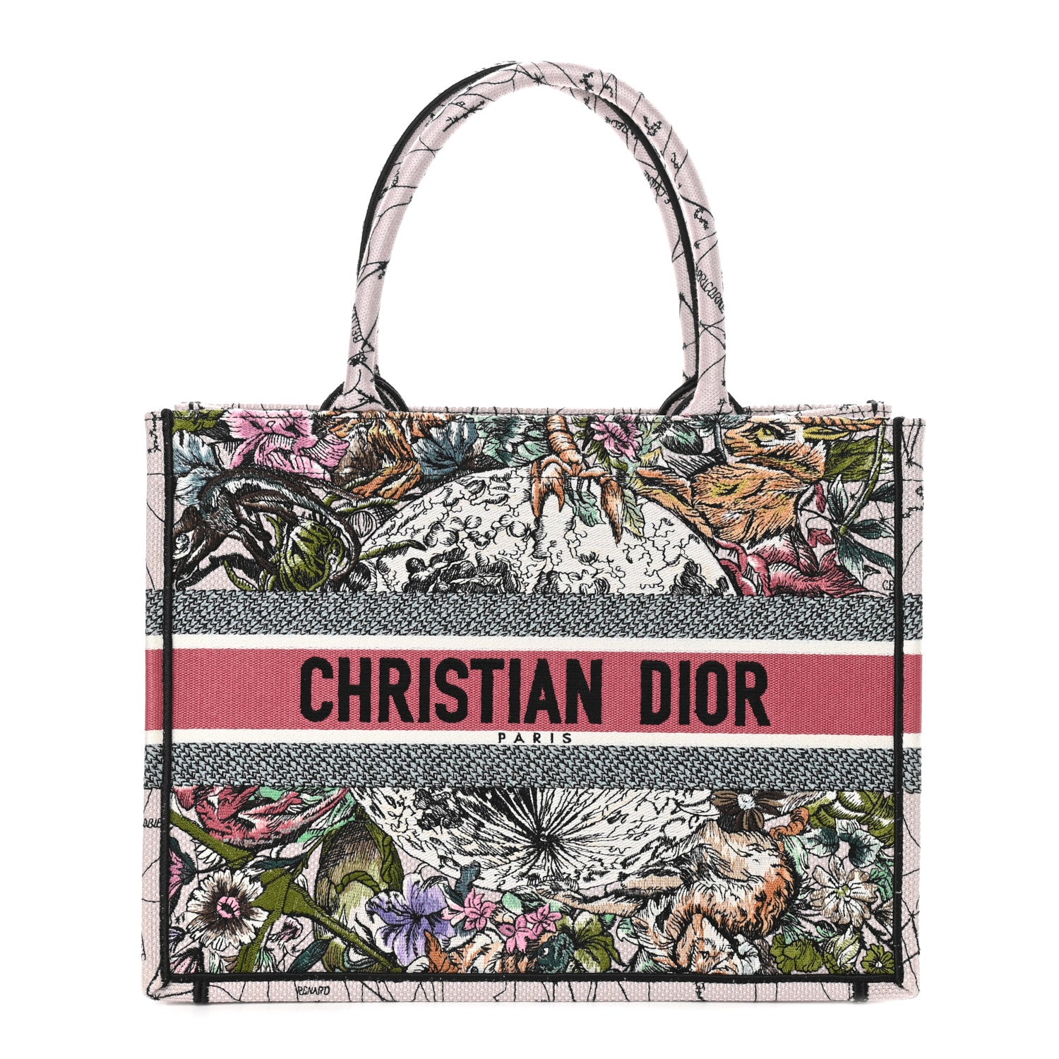 Christian Dior Canvas Embroidered Medium Zodiac Book Tote Latte Multicolor 1 of 9