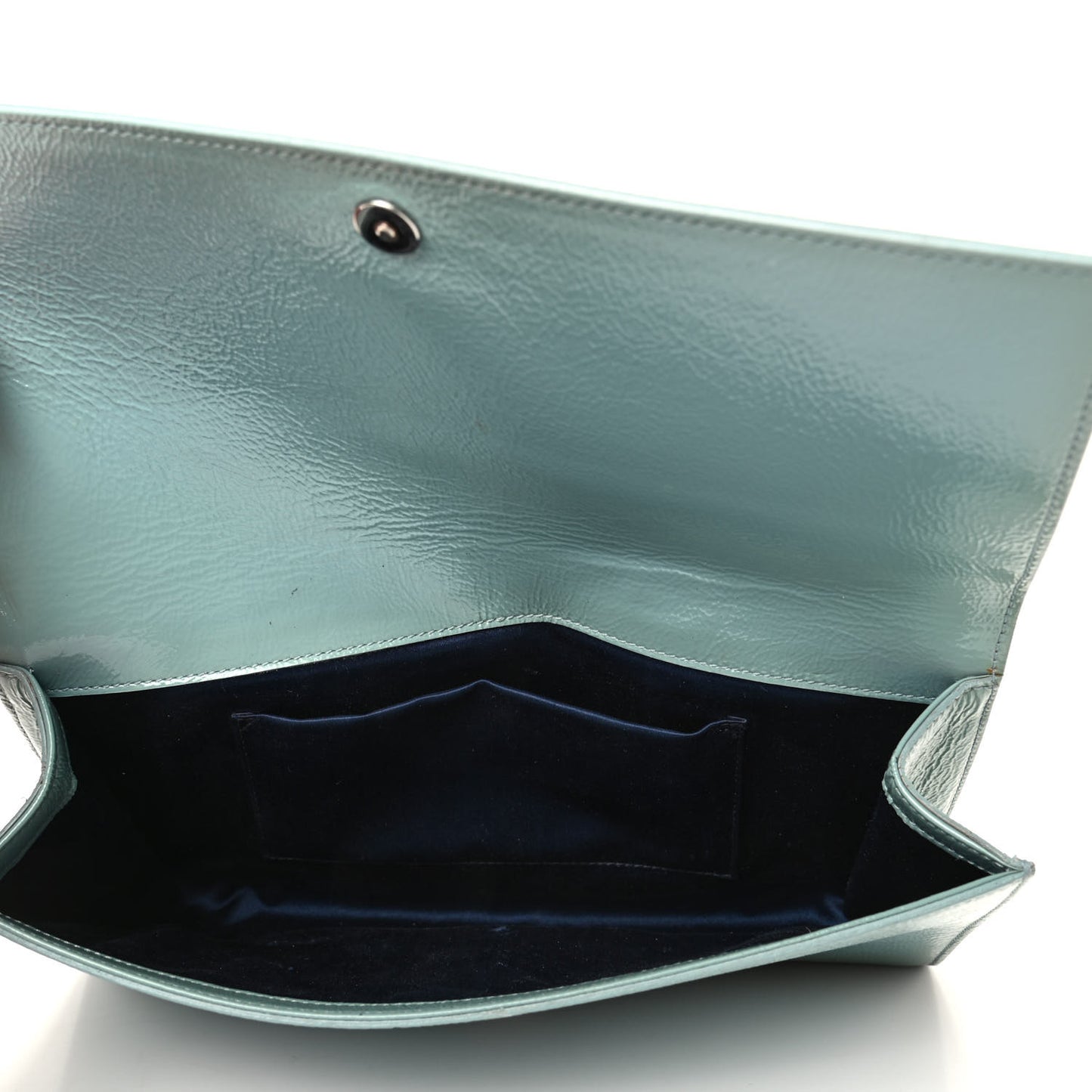 Textured Patent Large Belle De Jour Clutch Light Blue