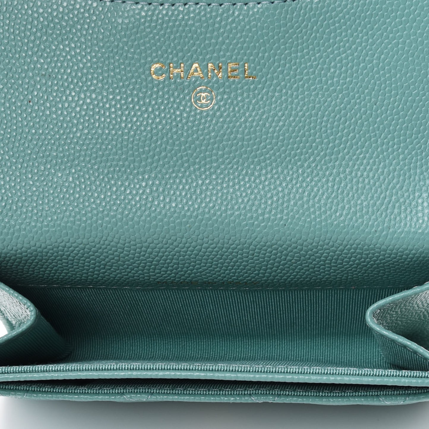 Caviar Quilted Flap Card Holder Wallet Light Blue