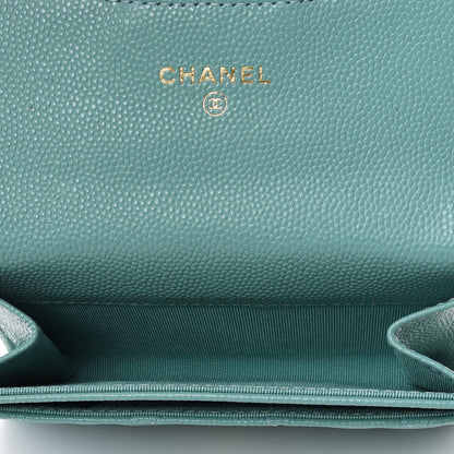 Chanel Caviar Quilted Flap Card Holder Wallet Light Blue 4 of 4